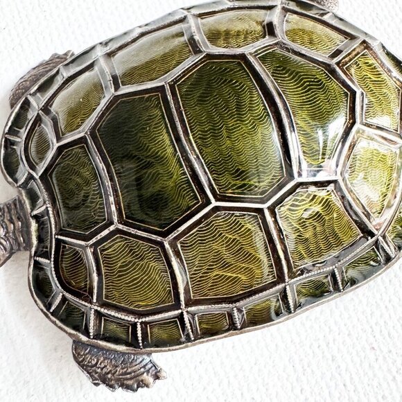 Catherine France Popesco Turtle Green Inlay Brooch - Picture 4 of 7